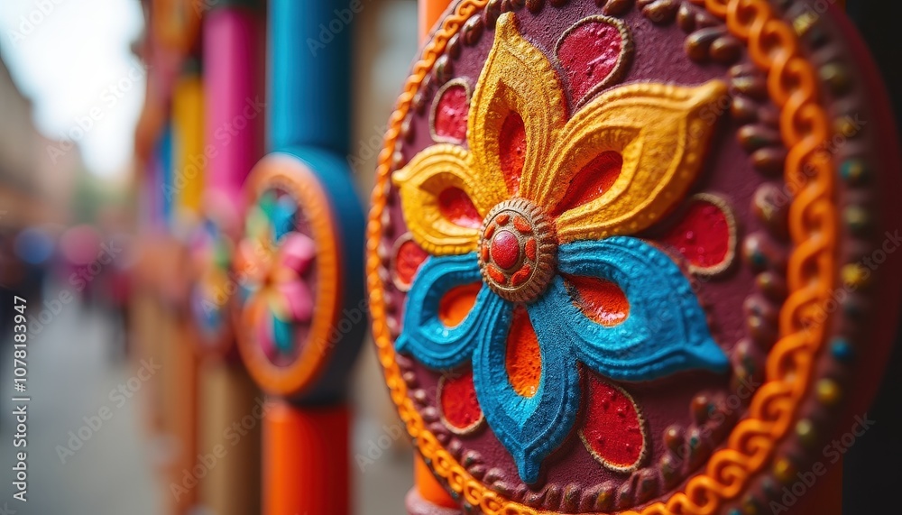 Khanda symbol with vibrant colors celebrating Sikh unity for Guru Nanak Jayanti festival Khanda symbol with vibrant colors celebrating Sikh unity for Guru Nanak Jayanti festival
