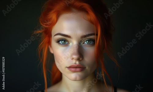 Portrait of a woman with striking orange hair