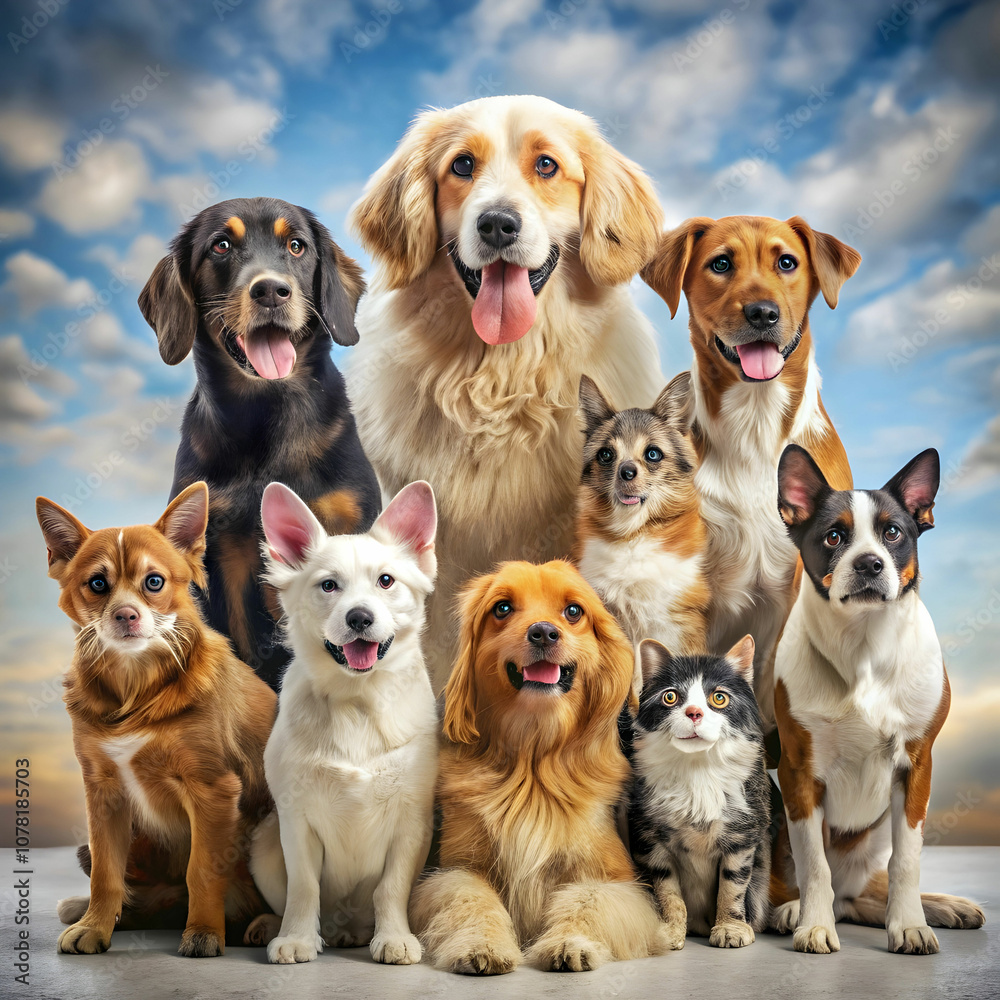 group of pets group of pet in front of a background group of pets group of pet in front of a background