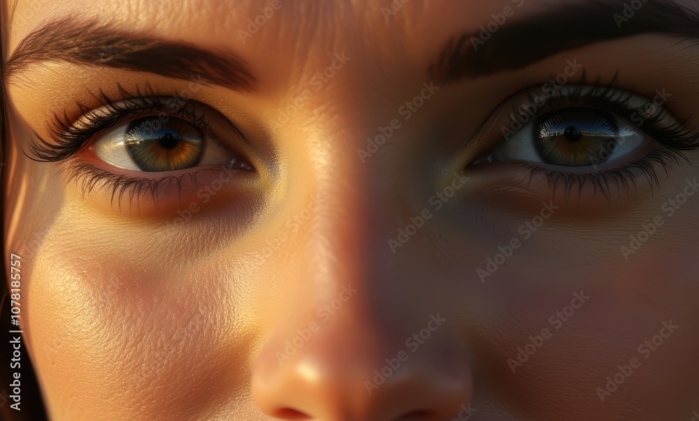 Close-up portrait of a woman's captivating eyes. Close-up portrait of a woman's captivating eyes.