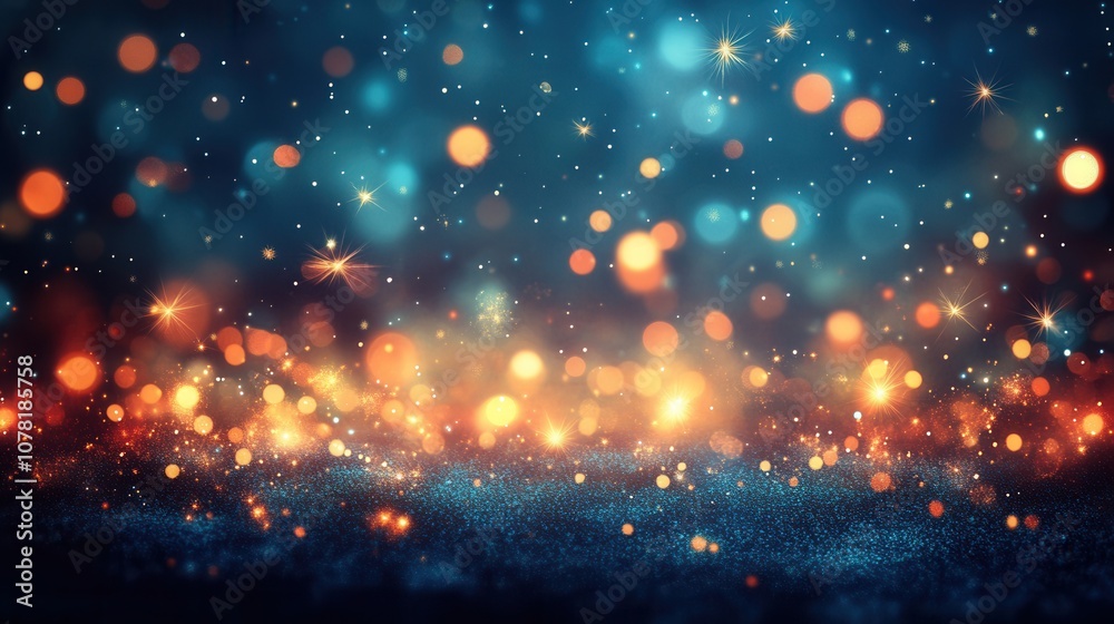 Sparkling Glittering Blue and Gold Festive Background Sparkling Glittering Blue and Gold Festive Background