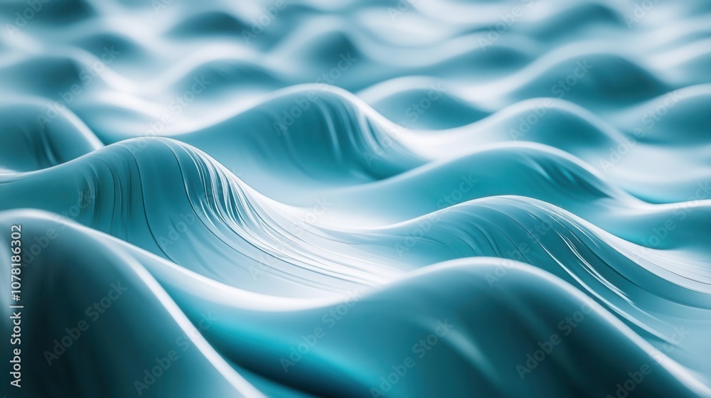 Abstract Teal Wave Background Smooth Flowing Undulating Texture