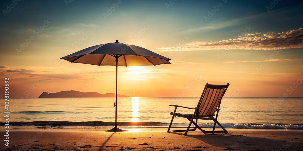 Continuous Line Drawing of an Umbrella and Chair on the Beach - Silhouette Photography for Relaxation and Serenity in Coastal Settings Continuous Line Drawing of an Umbrella and Chair on the Beach - Silhouette Photography for Relaxation and Serenity in Coastal Settings