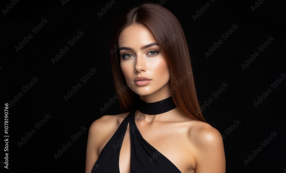 Elegant young woman in black attire Elegant young woman in black attire
