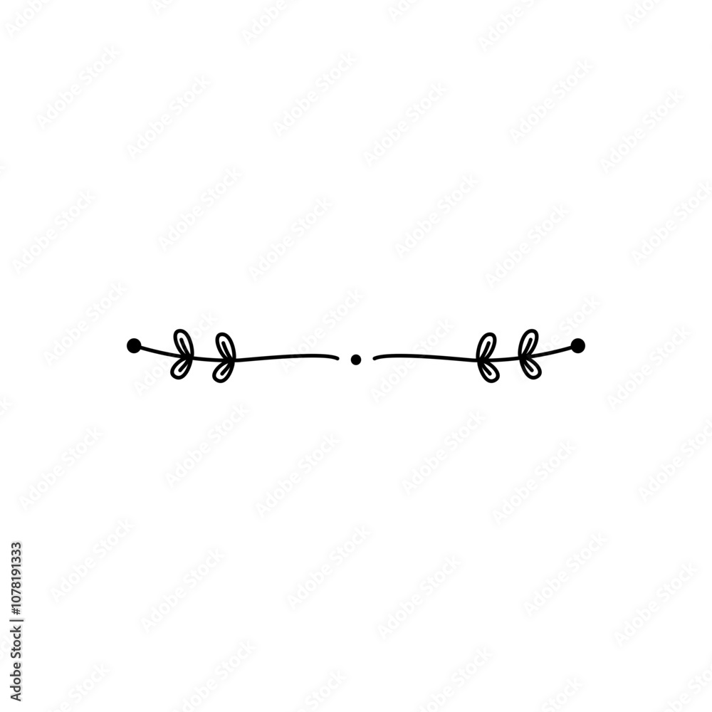 Divider Line Scribble Stroke Decorative Leaf
