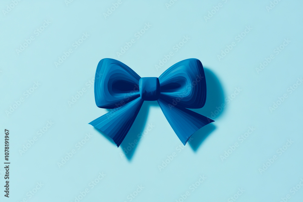 A blue ribbon is shown on a blue background A blue ribbon is shown on a blue background