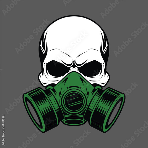 Skull Wearing Gas Mask Illustration