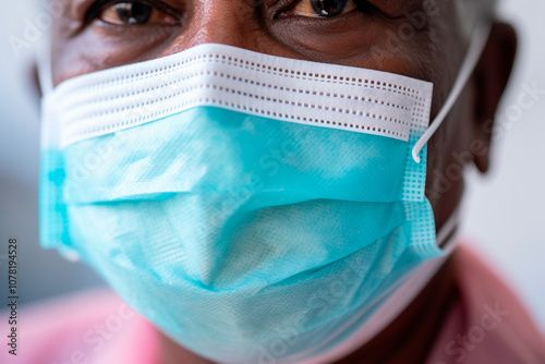 Image of healthcare professional in mask, focused on preventing contamination