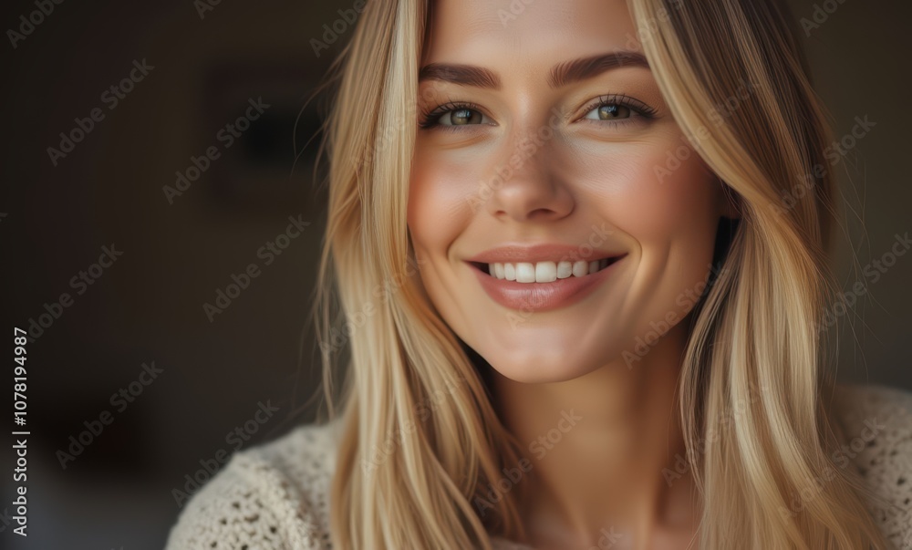 Smiling blonde woman with radiant skin Smiling blonde woman with radiant skin