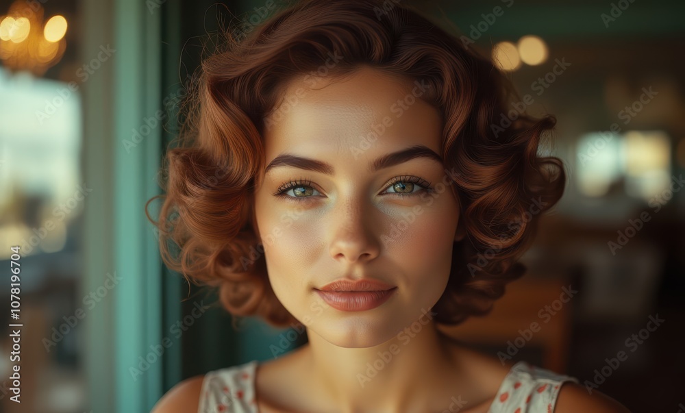Young woman with curly hair and bright eyes