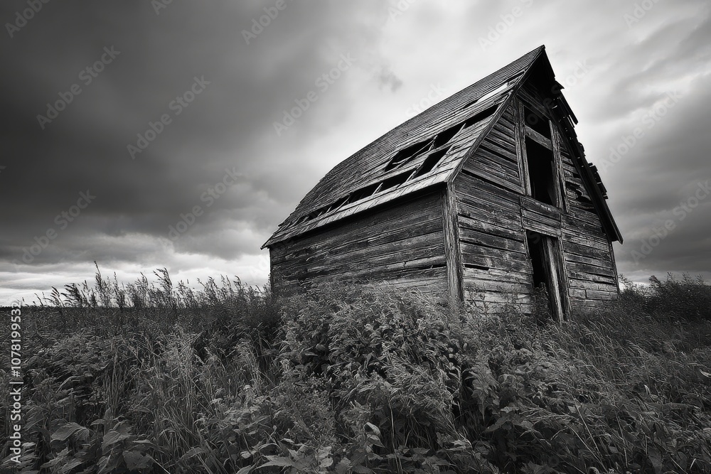 Rustic Old Barn with Weathered Texture Surrounded by Lush Greenery Rustic Old Barn with Weathered Texture Surrounded by Lush Greenery