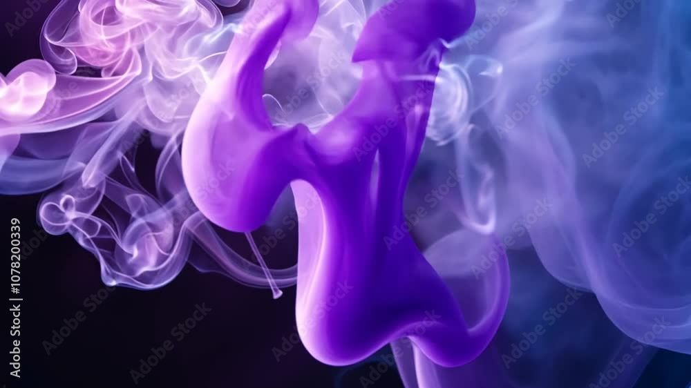 Vibrant purple smoke gently flows and intertwines, forming unique shapes and patterns against a contrasting dark backdrop, showcasing artistic movement Vibrant purple smoke gently flows and intertwines, forming unique shapes and patterns against a contrasting dark backdrop, showcasing artistic movement