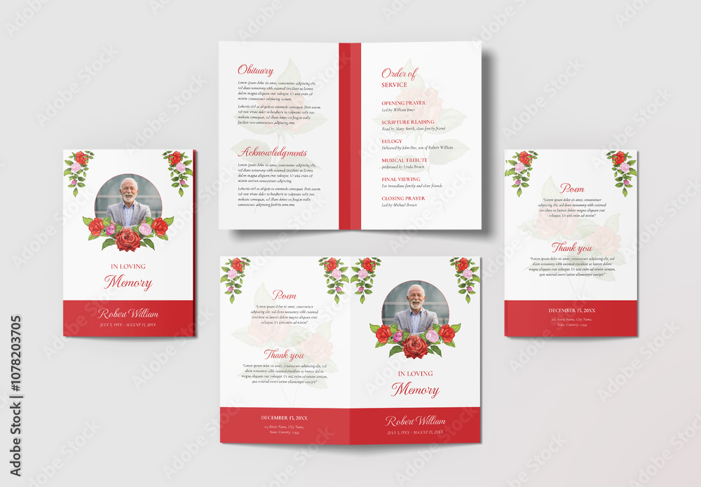 Elegant Minimalist Funeral Program Layout Stock Template | Adobe Stock