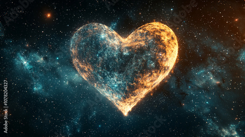 stunning heart shaped constellation glowing in cosmos, surrounded by vibrant stars and deep space colors, evokes sense of wonder and love