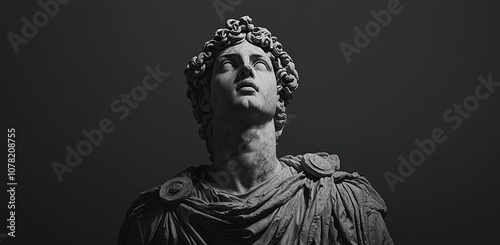 A black and white photograph of the statue of Apollo, with a simple background.