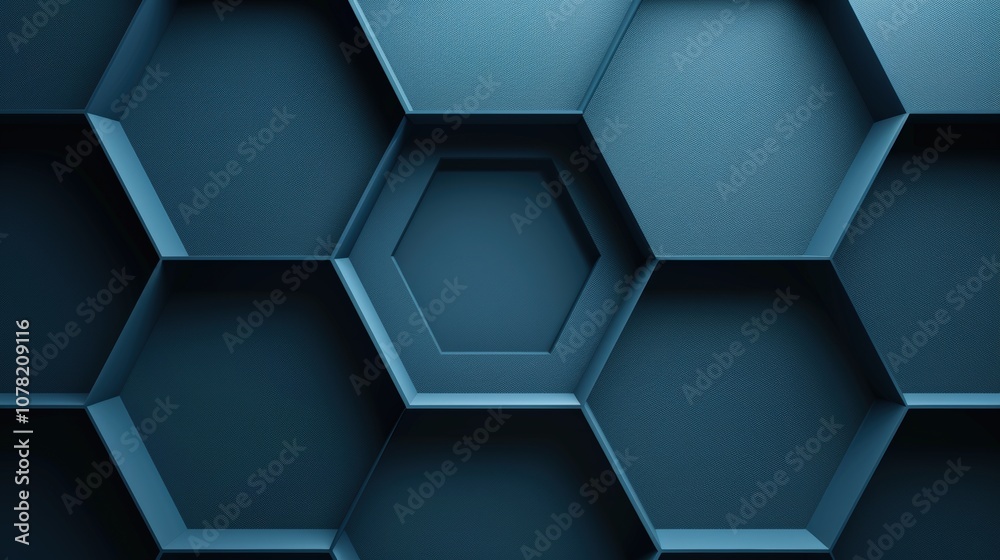 Explore the Intricacies of a Unique Hexagonal Pattern in Deep Shades of Blue and Texture