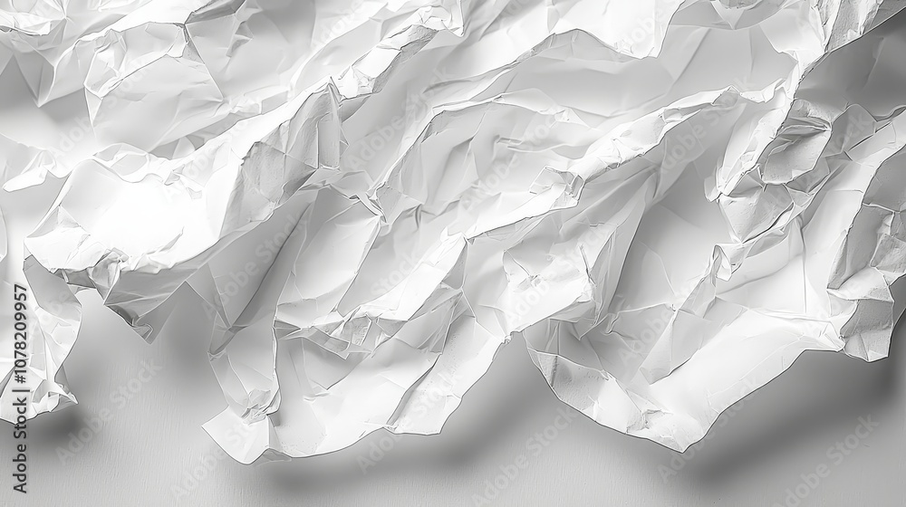 A close-up of crumpled white paper, showcasing texture and depth. A close-up of crumpled white paper, showcasing texture and depth.