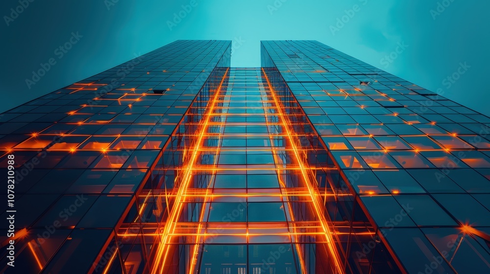 custom made wallpaper toronto digitalStunning Modern Skyscraper Illuminated with Vibrant Lights Against the Deep Night Sky Landscape