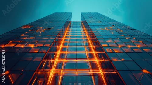 Wallpaper Mural Stunning Modern Skyscraper Illuminated with Vibrant Lights Against the Deep Night Sky Landscape Torontodigital.ca