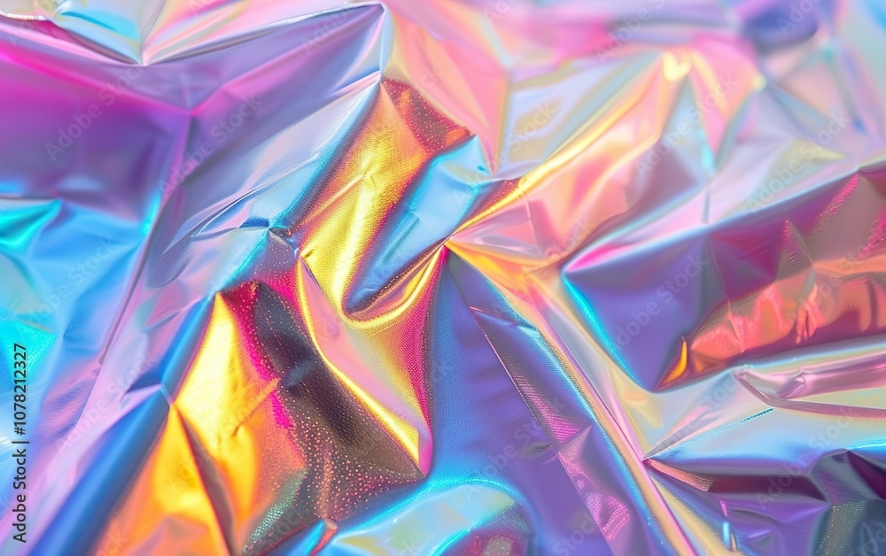 Glass morphism style grain texture. Pink textile with soft folds. Holographic abstract design. Rainbow gradient colors. Fantastical surface pattern. Y2K, 2000s, past era, nostalgic retro futurism Glass morphism style grain texture. Pink textile with soft folds. Holographic abstract design. Rainbow gradient colors. Fantastical surface pattern. Y2K, 2000s, past era, nostalgic retro futurism