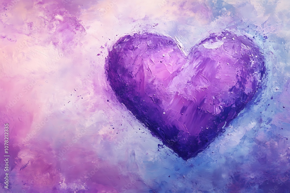 Soft purple heart design with a pastel background for Valentine's Day. Soft purple heart design with a pastel background for Valentine's Day.