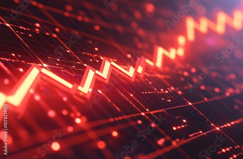 Wallpaper Mural Red Financial Chart with Glowing Lines Torontodigital.ca