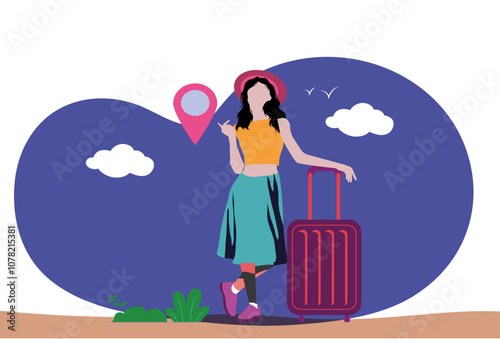 Tourist Concept Illustration Stylish and Beautiful