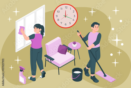 Cleaning Concept Illustration Stylish and Beautiful