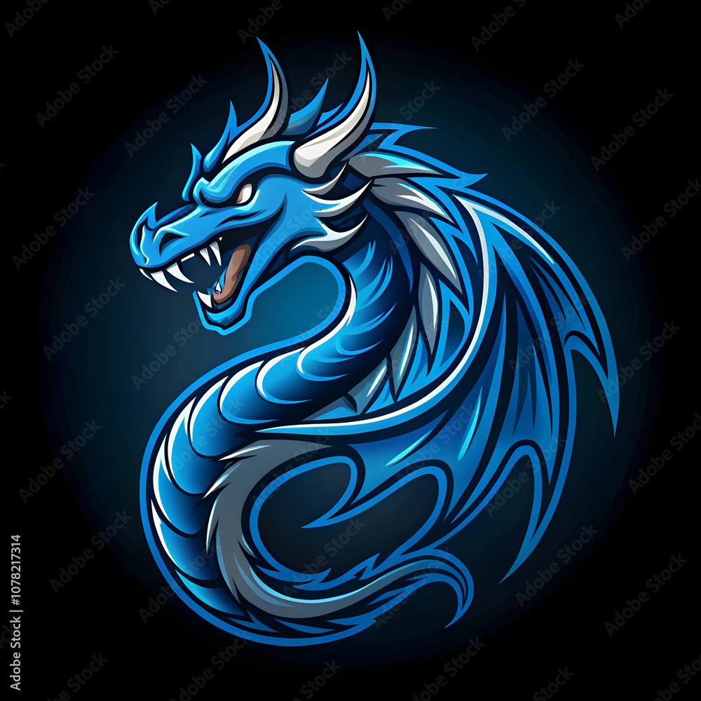 A sleek and modern cool blue dragon logo, symbolizing power, mysticism, and strength. A sleek and modern cool blue dragon logo, symbolizing power, mysticism, and strength.