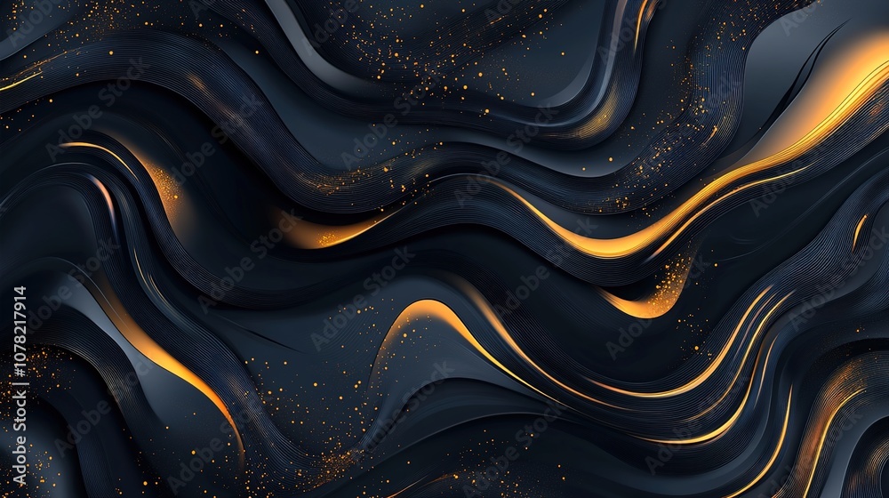 An Eye-Catching Display of Curved Golden Waves on a Black Backdrop, Featuring Glowing Light Effects and Isolated Radiant Lines on a Deep Gray Background. This Vector Design Offers Ample Copy Space, Pe An Eye-Catching Display of Curved Golden Waves on a Black Backdrop, Featuring Glowing Light Effects and Isolated Radiant Lines on a Deep Gray Background. This Vector Design Offers Ample Copy Space, Pe