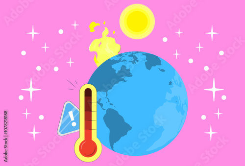 Global Warming Concept Illustration Stylish and Beautiful