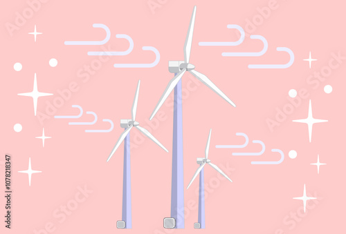 Wind Turbine Concept Illustration Stylish and Beautiful