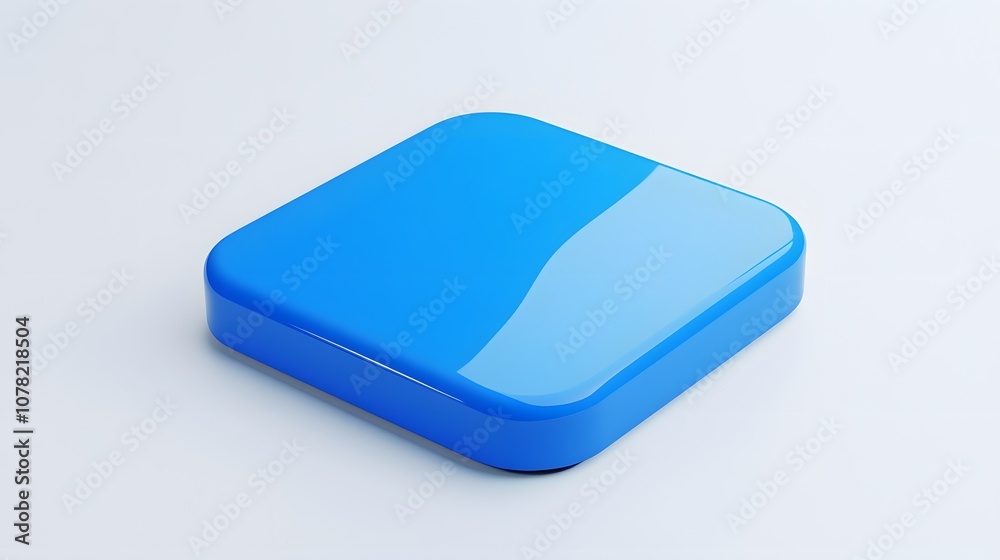 Blank Mobile application icon, button - blue square with round corners. 3d rendering, white background Blank Mobile application icon, button - blue square with round corners. 3d rendering, white background