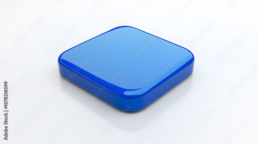 Blank Mobile application icon, button - blue square with round corners. 3d rendering, white background Blank Mobile application icon, button - blue square with round corners. 3d rendering, white background