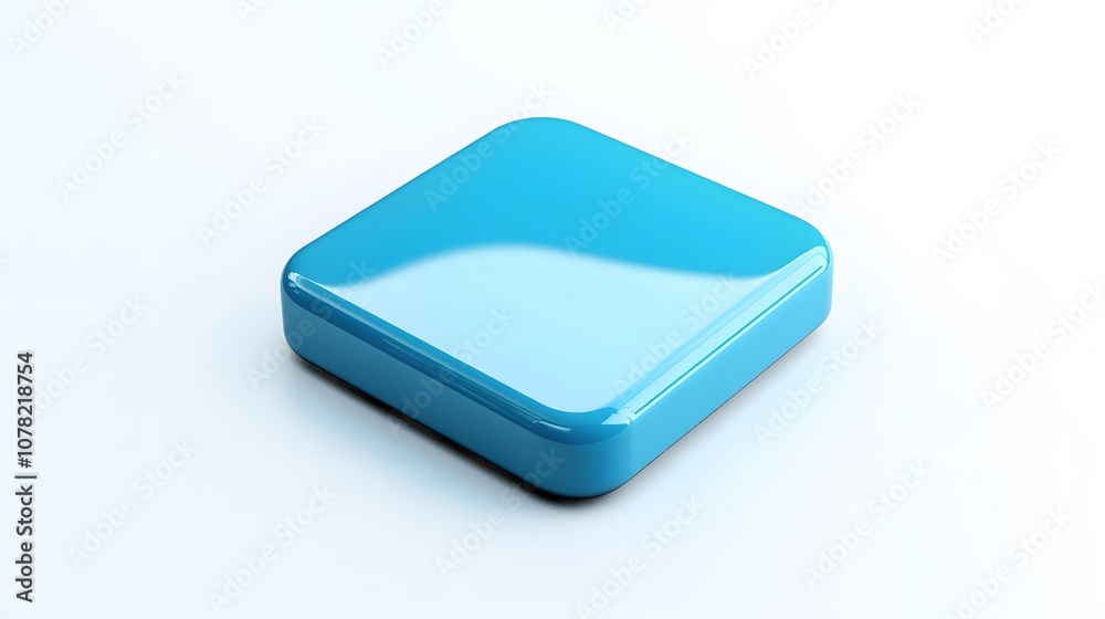 Blank Mobile application icon, button - blue square with round corners. 3d rendering, white background Blank Mobile application icon, button - blue square with round corners. 3d rendering, white background