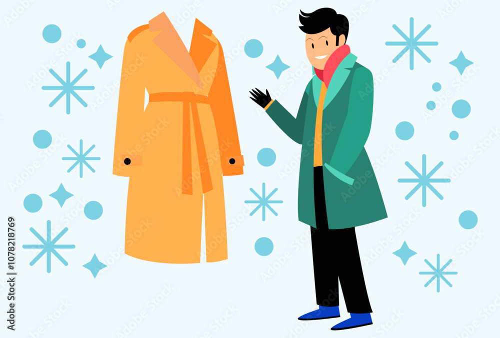 Winter Coat Concept Illustration Stylish and Beautiful Winter Coat Concept Illustration Stylish and Beautiful