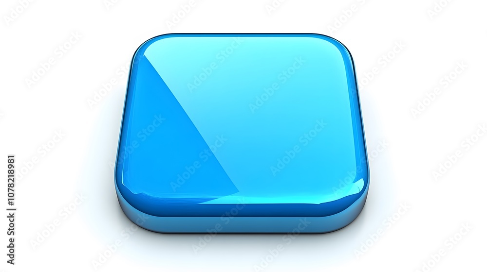 Blank Mobile application icon, button - blue square with round corners. 3d rendering, white background Blank Mobile application icon, button - blue square with round corners. 3d rendering, white background