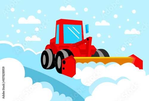 Snowplow Concept Illustration Stylish and Beautiful