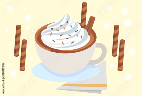 Hot Chocolate Concept Illustration Stylish and Beautiful