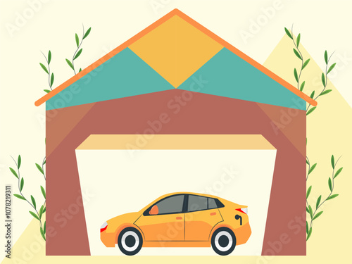 Car GarageConcept Illustration Stylish and Beautiful