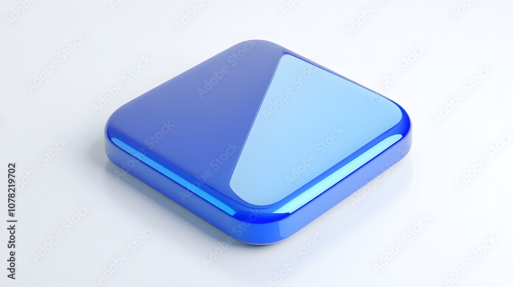 Blank Mobile application icon, button - blue square with round corners. 3d rendering, white background Blank Mobile application icon, button - blue square with round corners. 3d rendering, white background