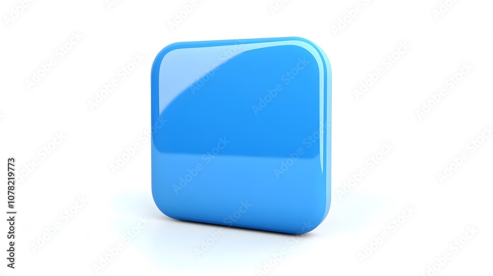 Blank Mobile application icon, button - blue square with round corners. 3d rendering, white background Blank Mobile application icon, button - blue square with round corners. 3d rendering, white background