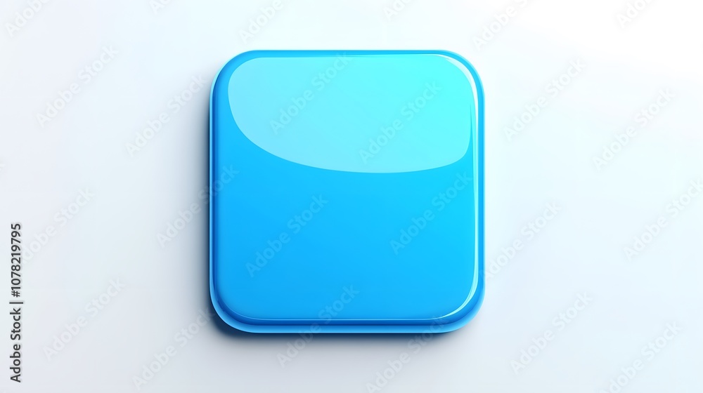 Blank Mobile application icon, button - blue square with round corners. 3d rendering, white background Blank Mobile application icon, button - blue square with round corners. 3d rendering, white background