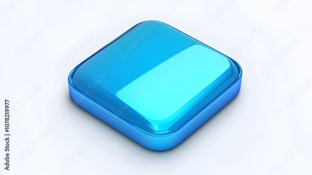 Blank Mobile application icon, button - blue square with round corners. 3d rendering, white background Blank Mobile application icon, button - blue square with round corners. 3d rendering, white background