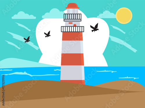 Lighthouse Concept Illustration Stylish and Beautiful