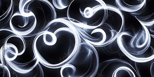 Glowing white swirls on black background