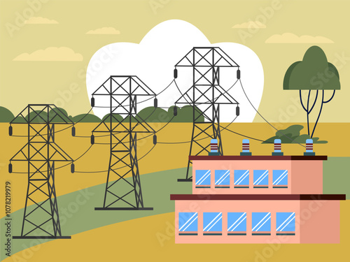 Electric Pole Concept Illustration Stylish and Beautiful