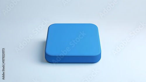 Blank Mobile application icon, button - blue square with round corners. 3d rendering, white background