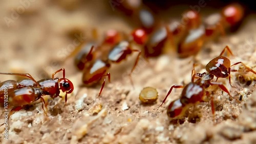 red may industrious nature offering fascinating look behavior wild animal ant arthropod attack background behaviour bite cooperation creature detail eat family garden group help insect lonely rush