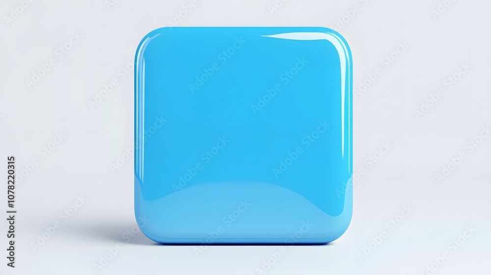Blank Mobile application icon, button - blue square with round corners. 3d rendering, white background Blank Mobile application icon, button - blue square with round corners. 3d rendering, white background